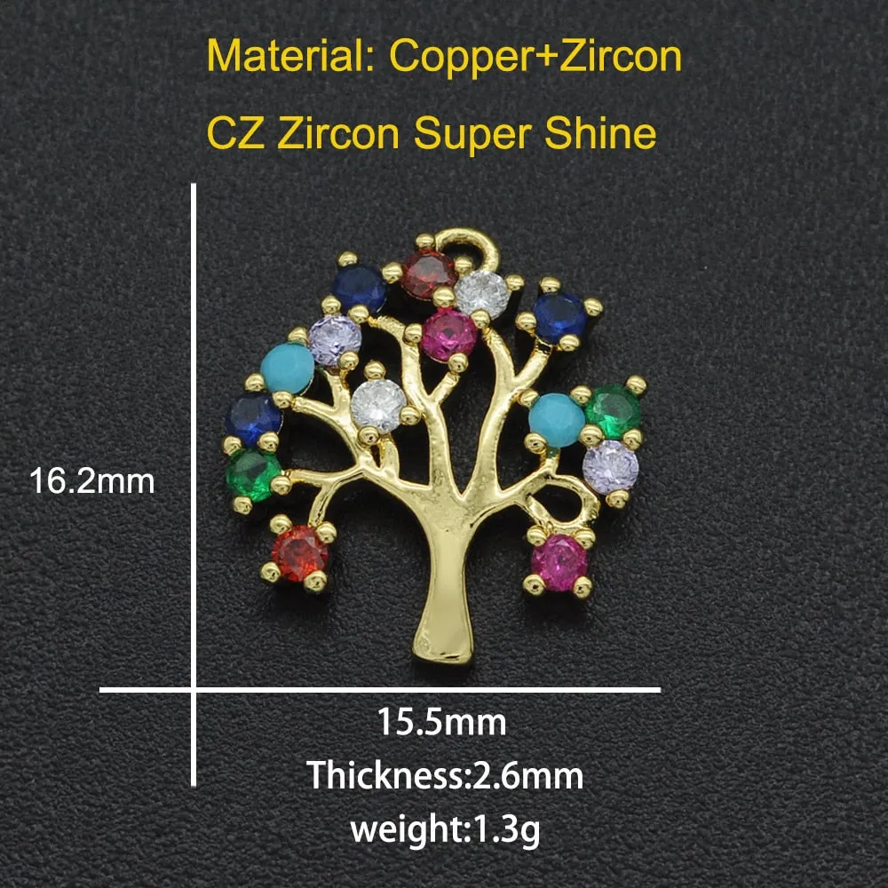 CZ Charms Cactus Necklace Pendant Zircon Tree of Life Connector For Jewelry Bracelet Accessories