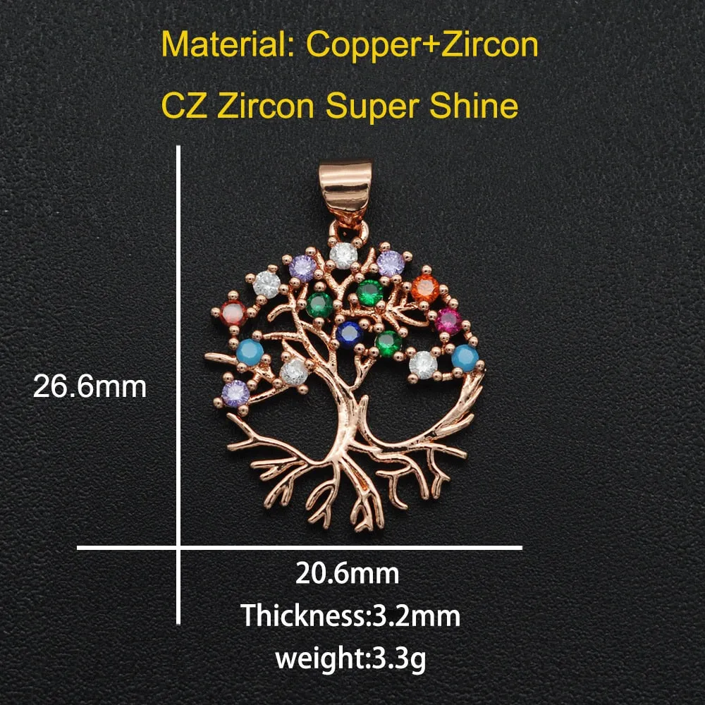 CZ Charms Cactus Necklace Pendant Zircon Tree of Life Connector For Jewelry Bracelet Accessories