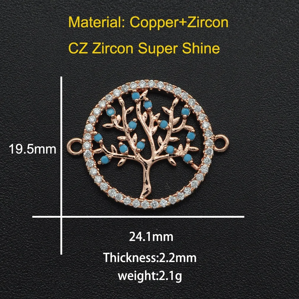 CZ Charms Cactus Necklace Pendant Zircon Tree of Life Connector For Jewelry Bracelet Accessories