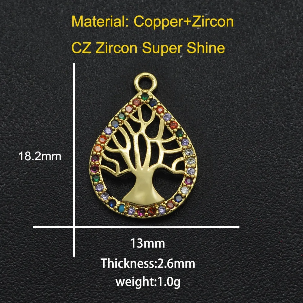 CZ Charms Cactus Necklace Pendant Zircon Tree of Life Connector For Jewelry Bracelet Accessories