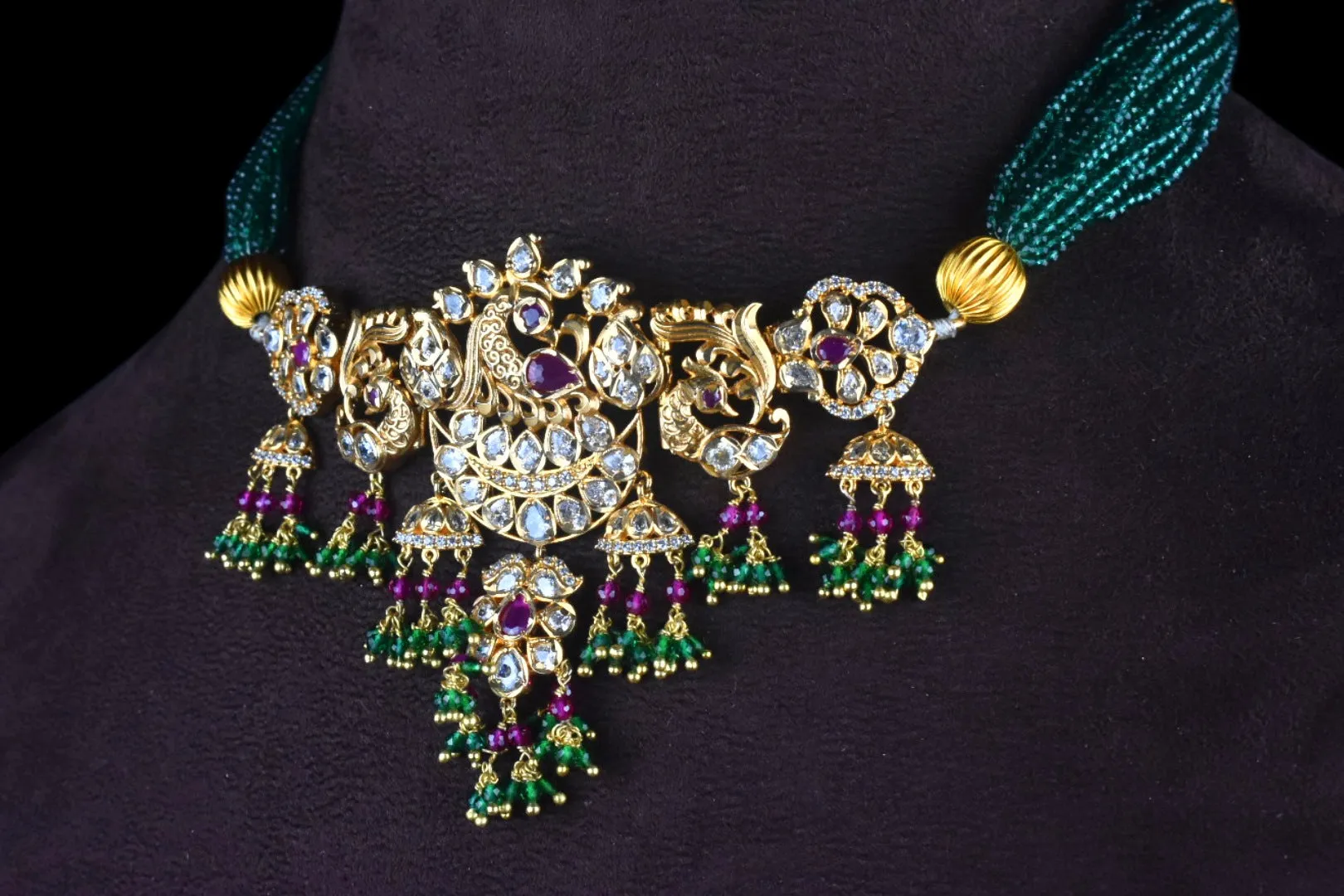 Cz Peacock Beads Choker Set By Asp Fashion Jewellery