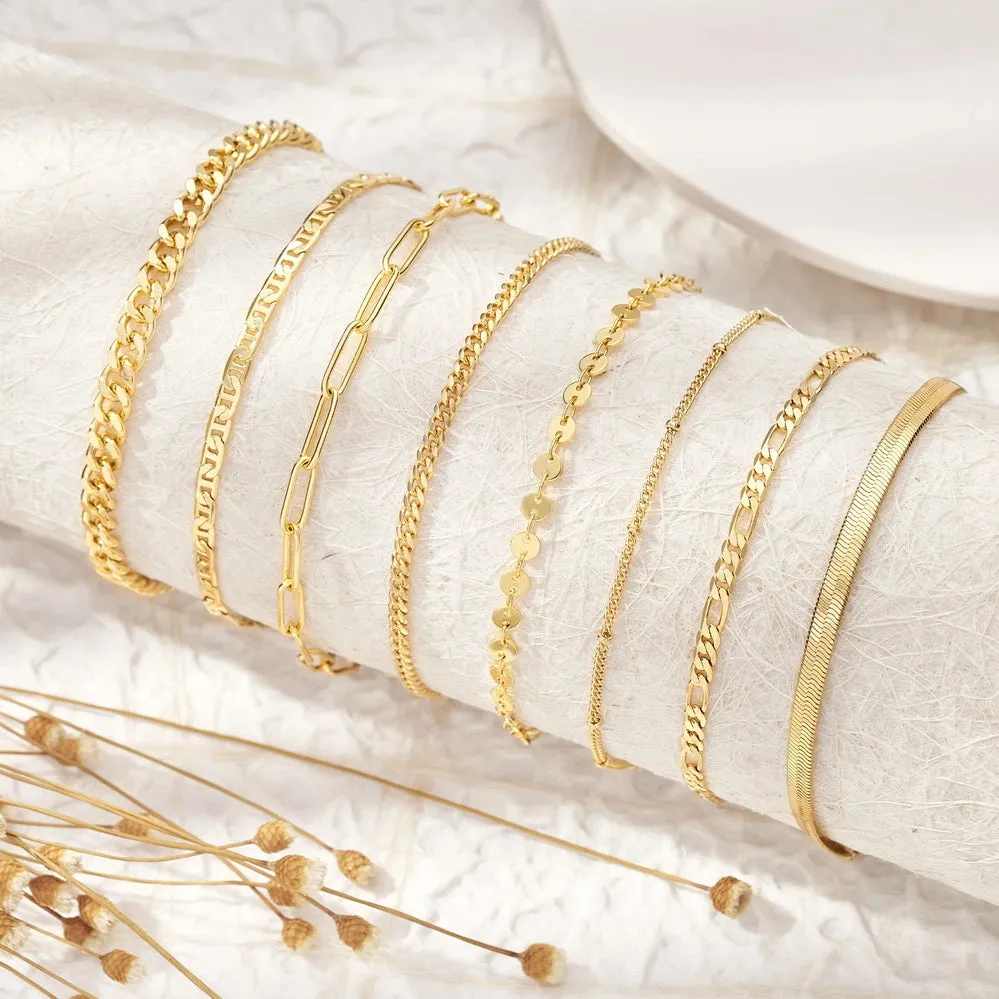 Dainty 14k Gold Adjustable Ankle Bracelets- Satellite