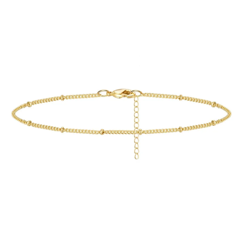 Dainty 14k Gold Adjustable Ankle Bracelets- Satellite