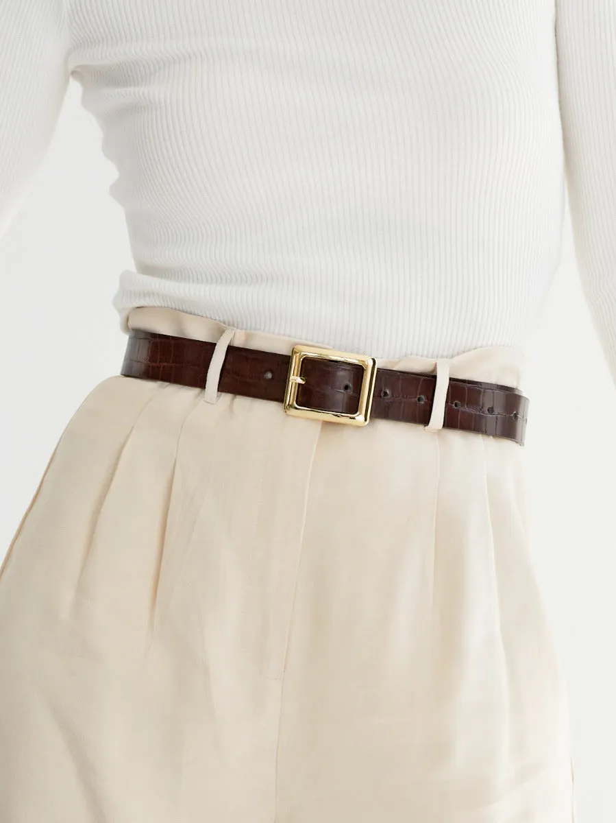 Dakota Croc Belt Choc