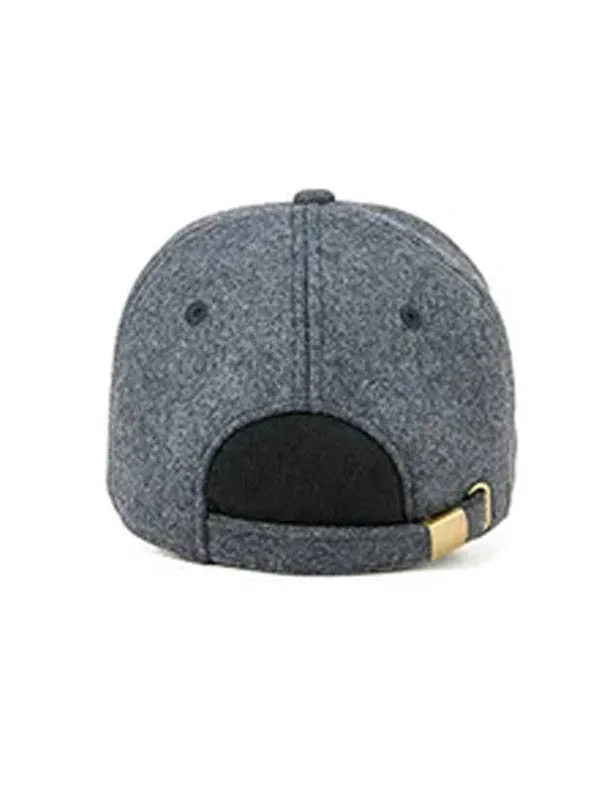 Dark Grey Felt Baseball Cap with Closed Closure