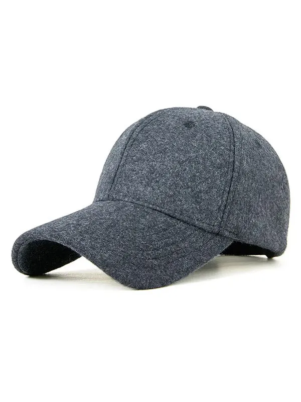 Dark Grey Felt Baseball Cap with Closed Closure