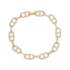 Diamond & Gold Elongated Tri-Link Bracelet