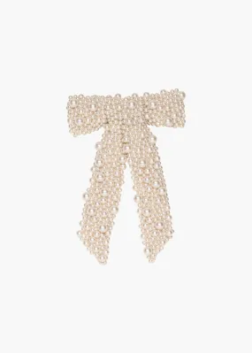 Donna Pearl Bow Barrette -- Pearl