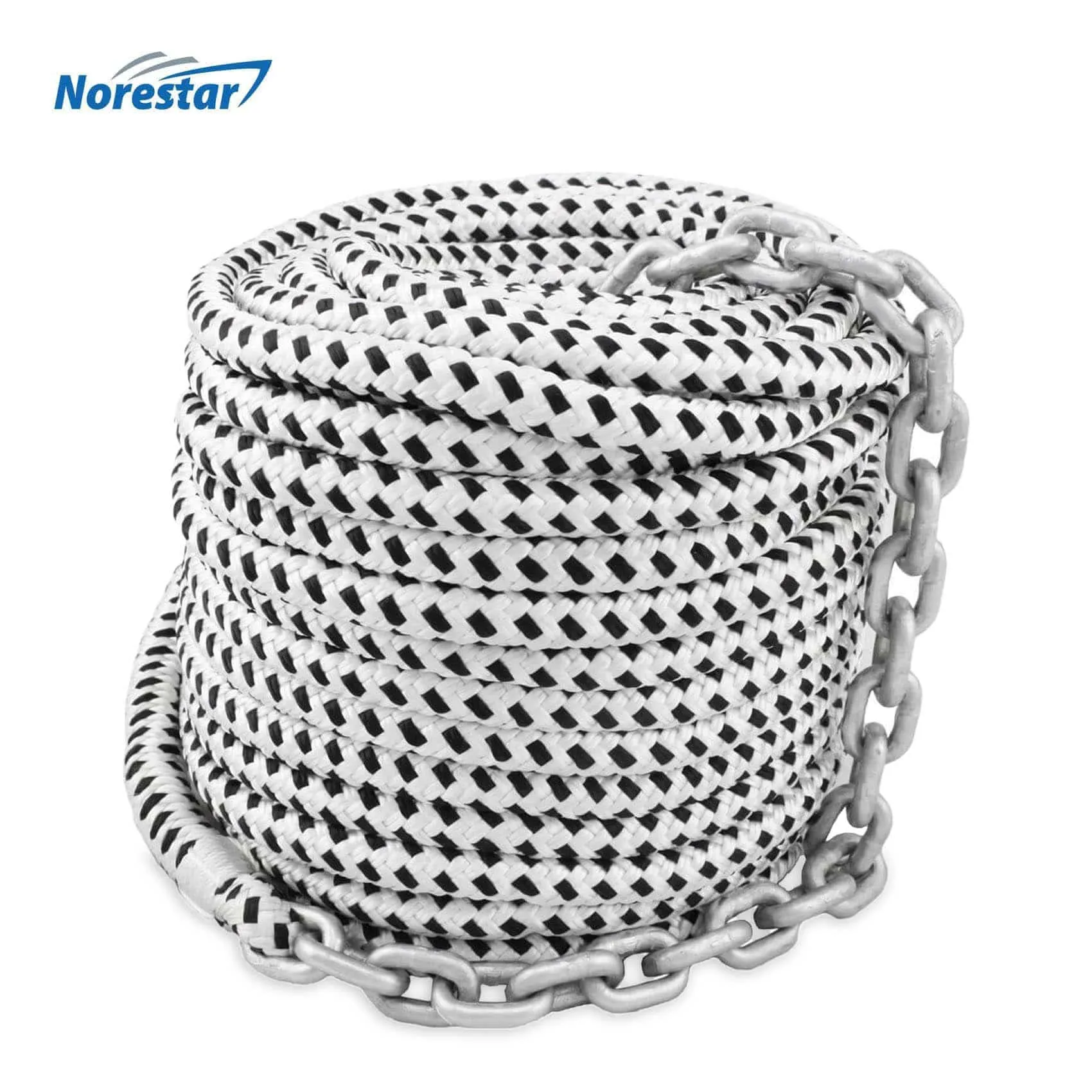 Double-Braided Nylon Windlass Rope & Galvanized Chain (Prespliced 1/4" HT G4 Chain)