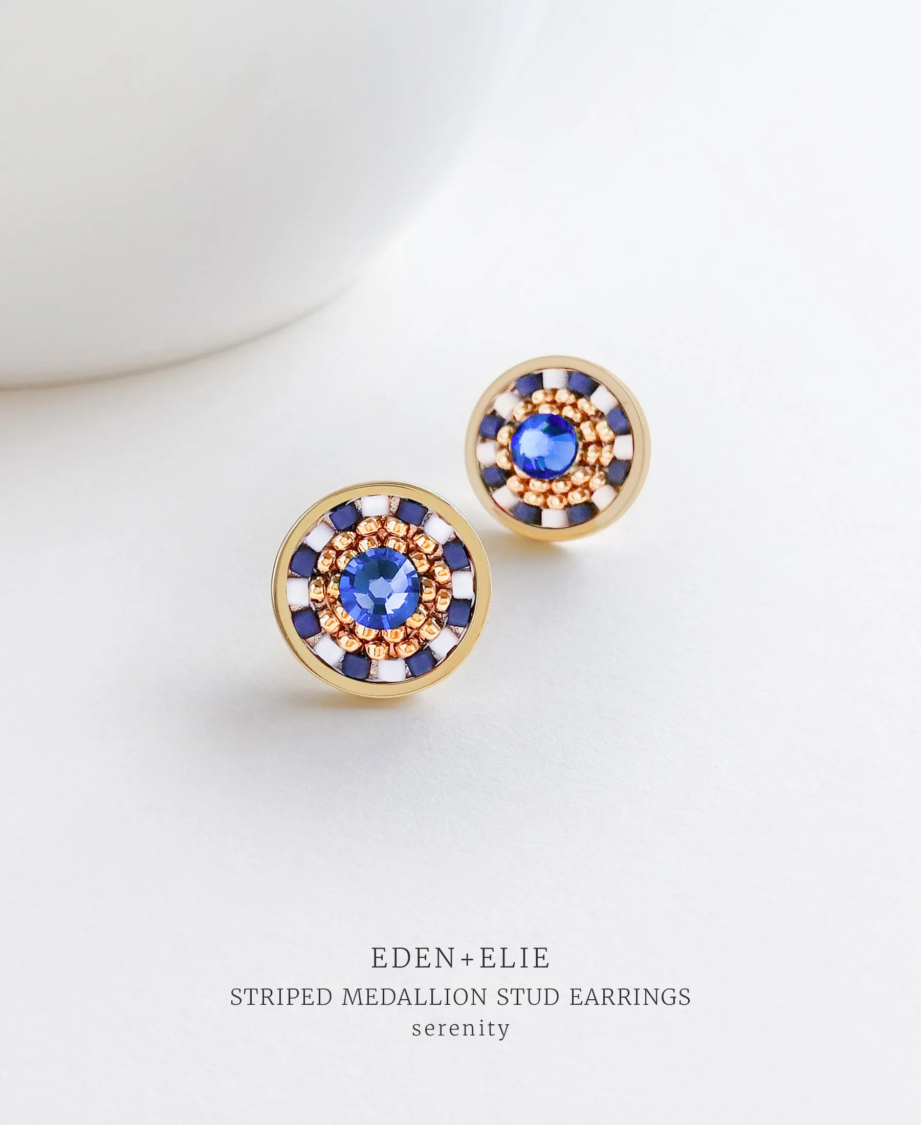 EDEN   ELIE Striped Medallion stud earrings - serenity