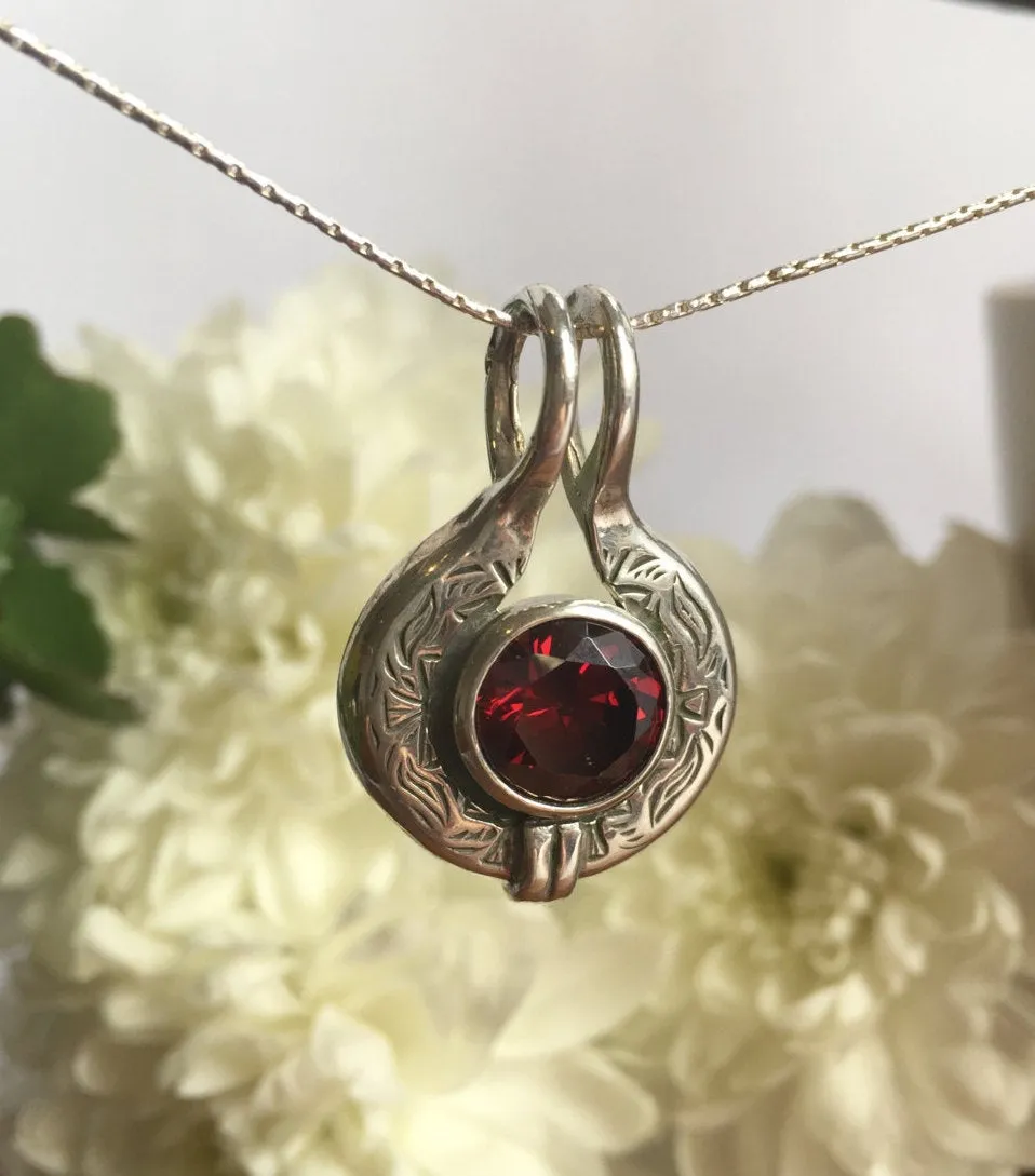 Egyptian Ruby Pendant - Created Ruby Necklace, Red Ancient Pendant