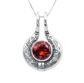 Egyptian Ruby Pendant - Created Ruby Necklace, Red Ancient Pendant