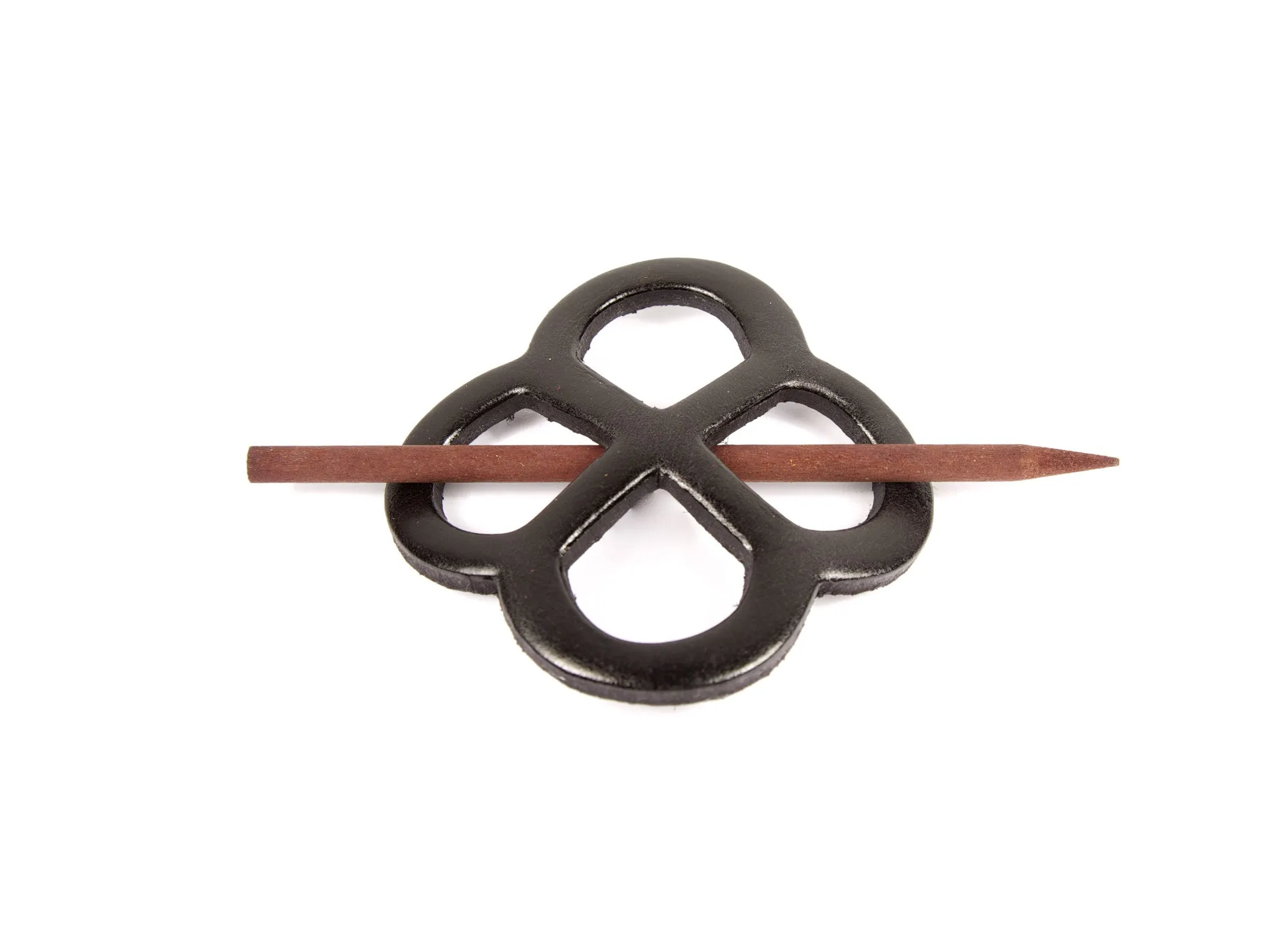 Endless Knot Leather Hair Barrette