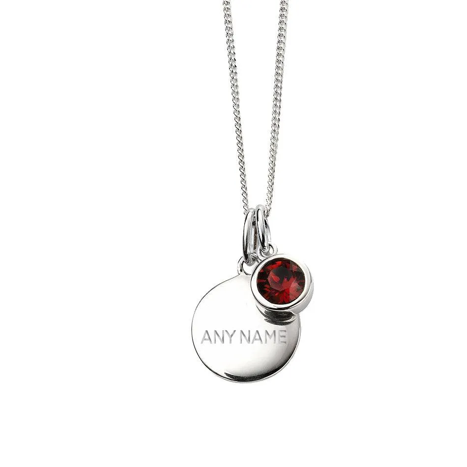 Engraved July Birthstone Necklace