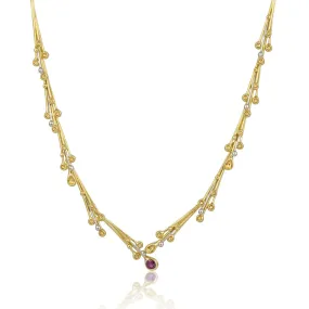 Entwine Yellow and White Gold Ruby Necklace