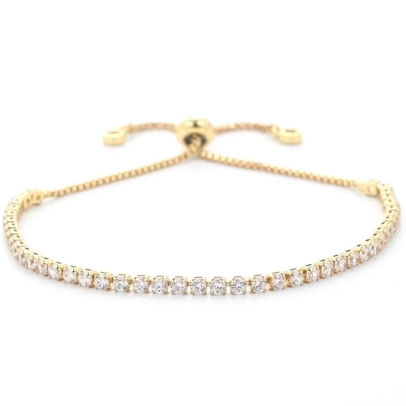 European And American Fashion New Style Zircon Bracelet Single Row Claw Inlaid Personality Simple Multi-color Adjustable Bracelet Factory Wholesale