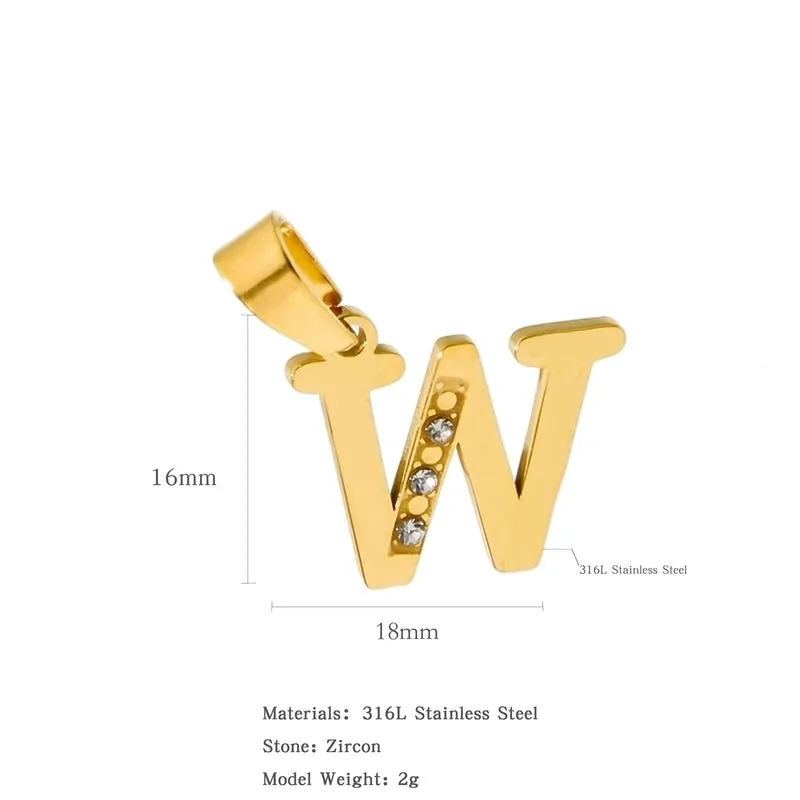 European And American Hot Selling 18K Metal Diamond Stainless Steel Letter Pendant Series Diy Free Matching Necklace Bracelet