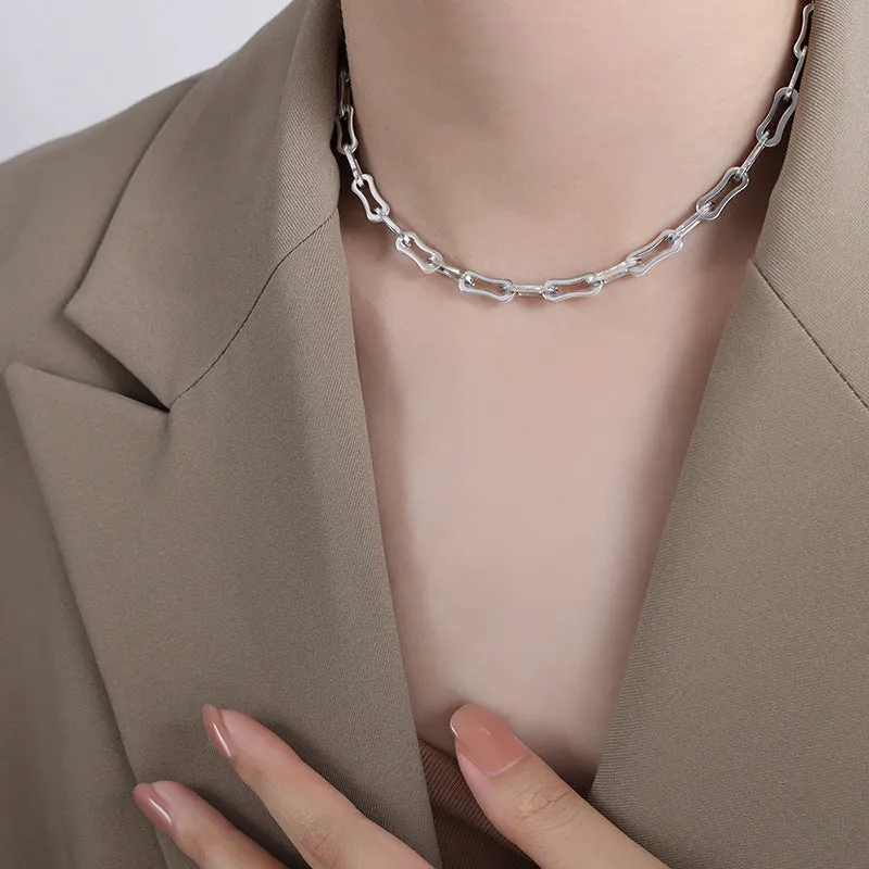 European and American Instagram Geometric Chain and Minimalist Style Titanium Steel Gilded Jewelry Set with Unique Splicing Design