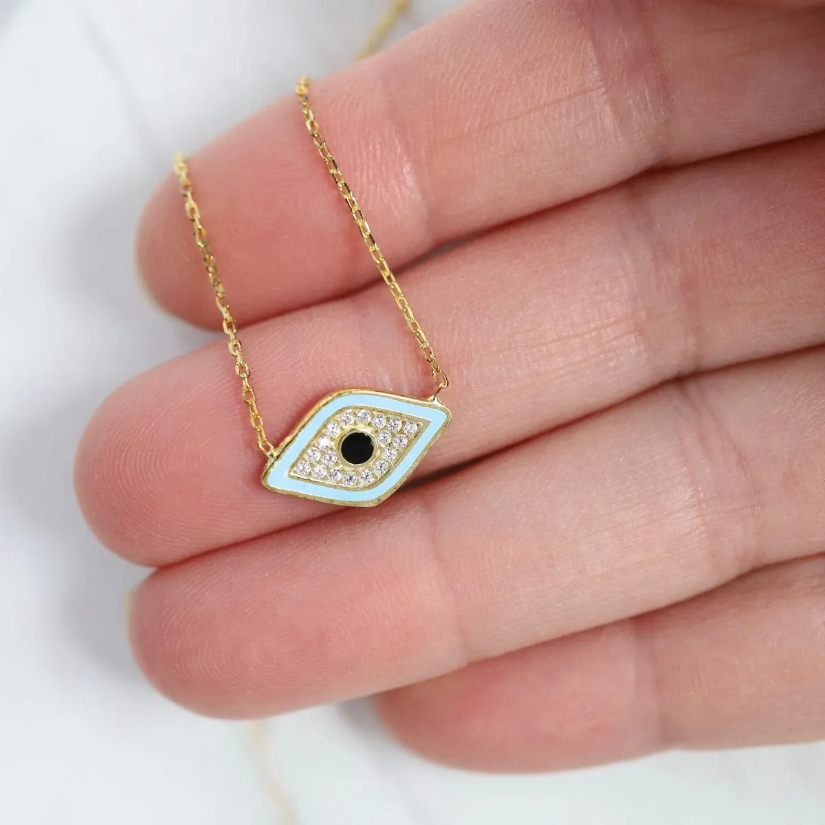 Evil Eye Baby Blue Pendant - Gold Plated