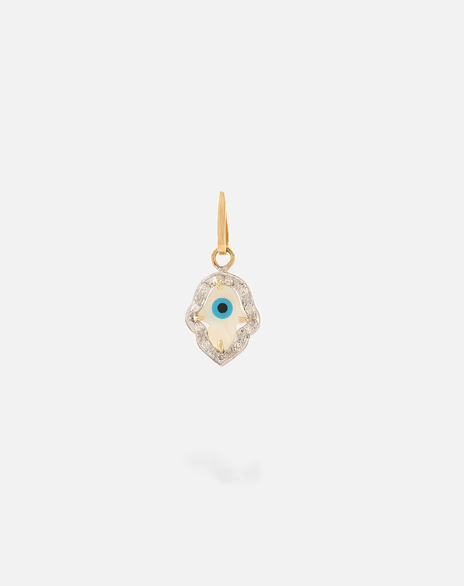 Evil Eye Charm Pendant - Hamsa Hand with Diamonds Small