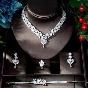 Exclusive Designer AAAA  Quality Cubic Zirconia Diamonds 4 piece Jewelry Wedding Bridal Set