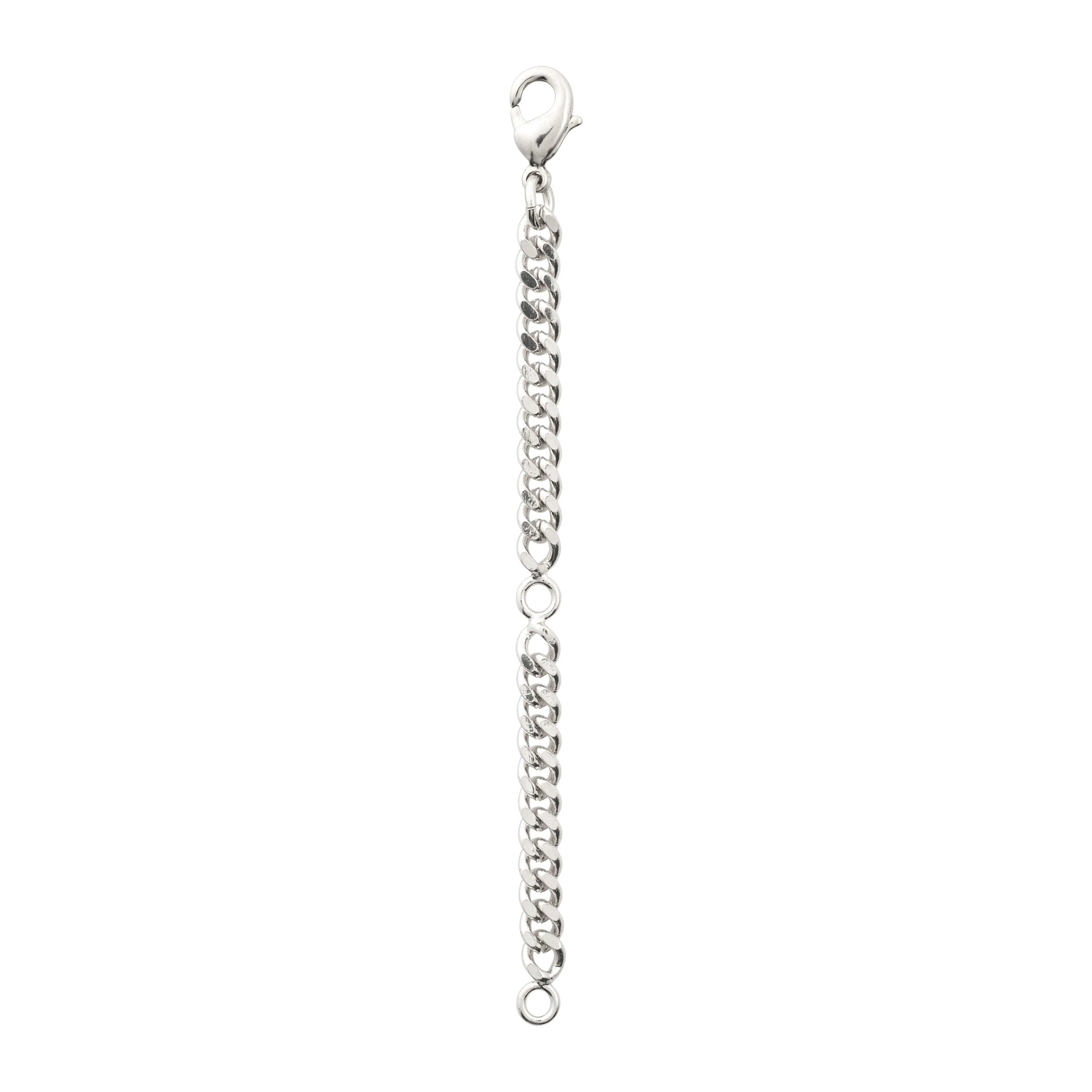 EXTENSION CHAIN, recycled, curb, 9 cm, silver-plated