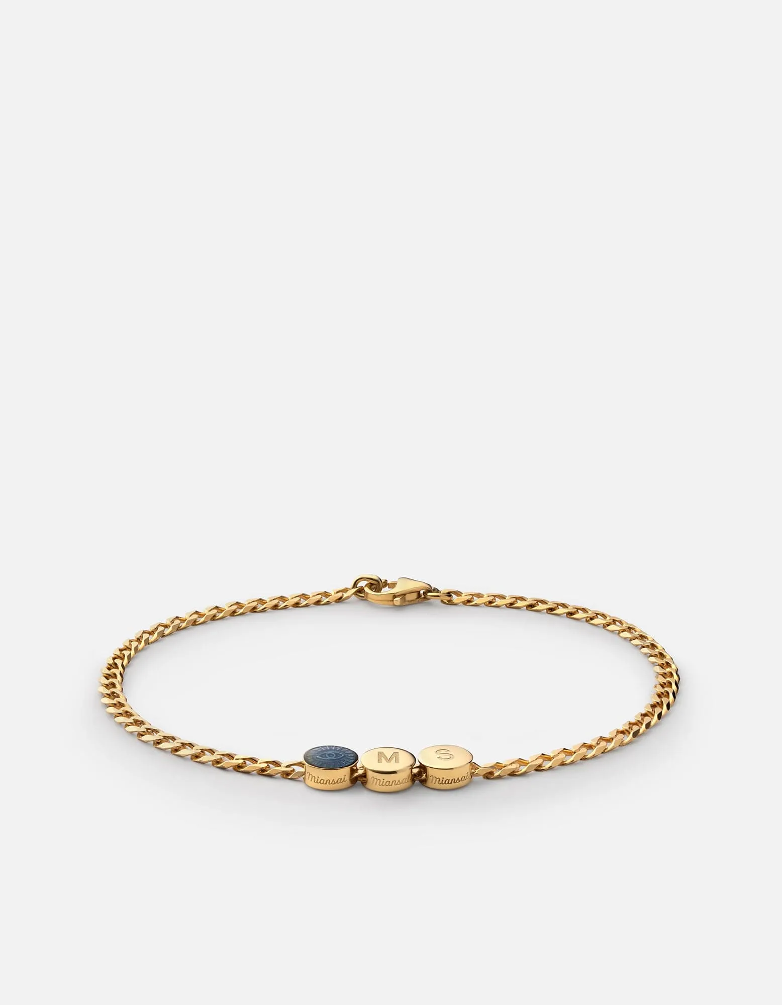 Eye of Time Type Chain Bracelet, Gold Vermeil/Blue