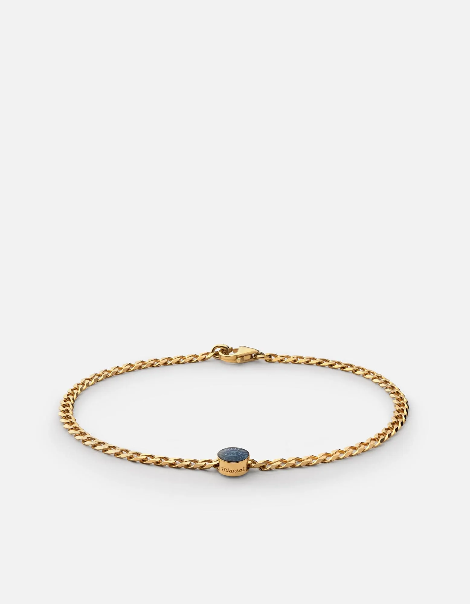 Eye of Time Type Chain Bracelet, Gold Vermeil/Blue