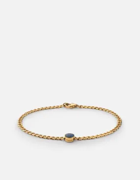 Eye of Time Type Chain Bracelet, Gold Vermeil/Blue