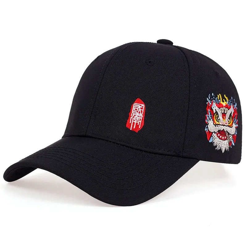 Fashion Baseball Cap Chinese Style Embroidery Sun Caps for Men Women Unisex-Teens Embroidered Snapback Flat Hip Hop Hat