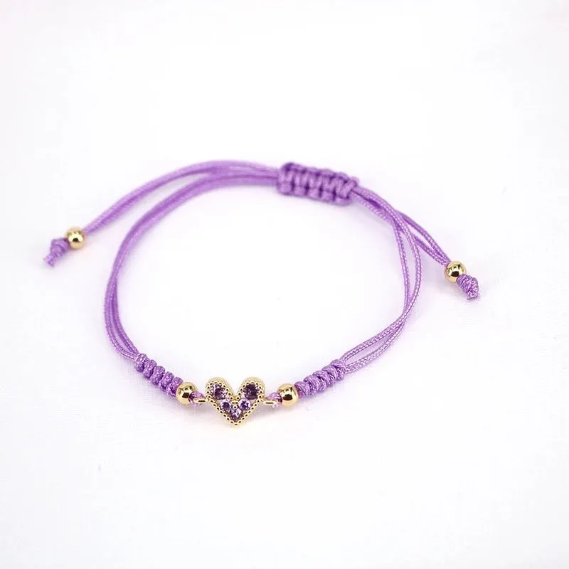 Fashion Jewelry Adjustable Micro-set Colored Zircon Heart Copper Bracelet