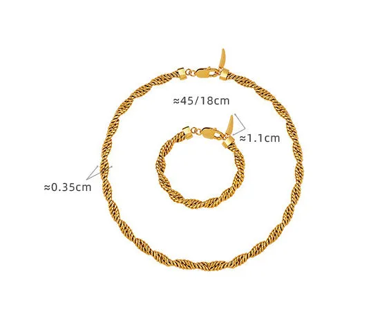 Fashion Simple Thick Chain Twist Chain Design Necklace Hand Decoration Set