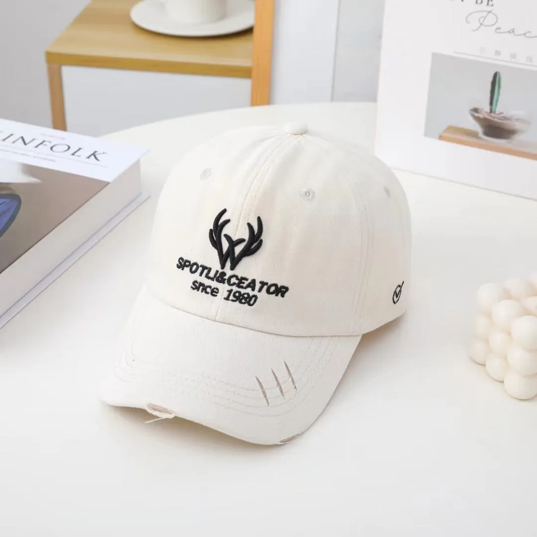 Fashion Women Cap Kpop Style Antlers Embroidery Bright Baseball Cap For Women High Quality Female Streetwear Sports Hat