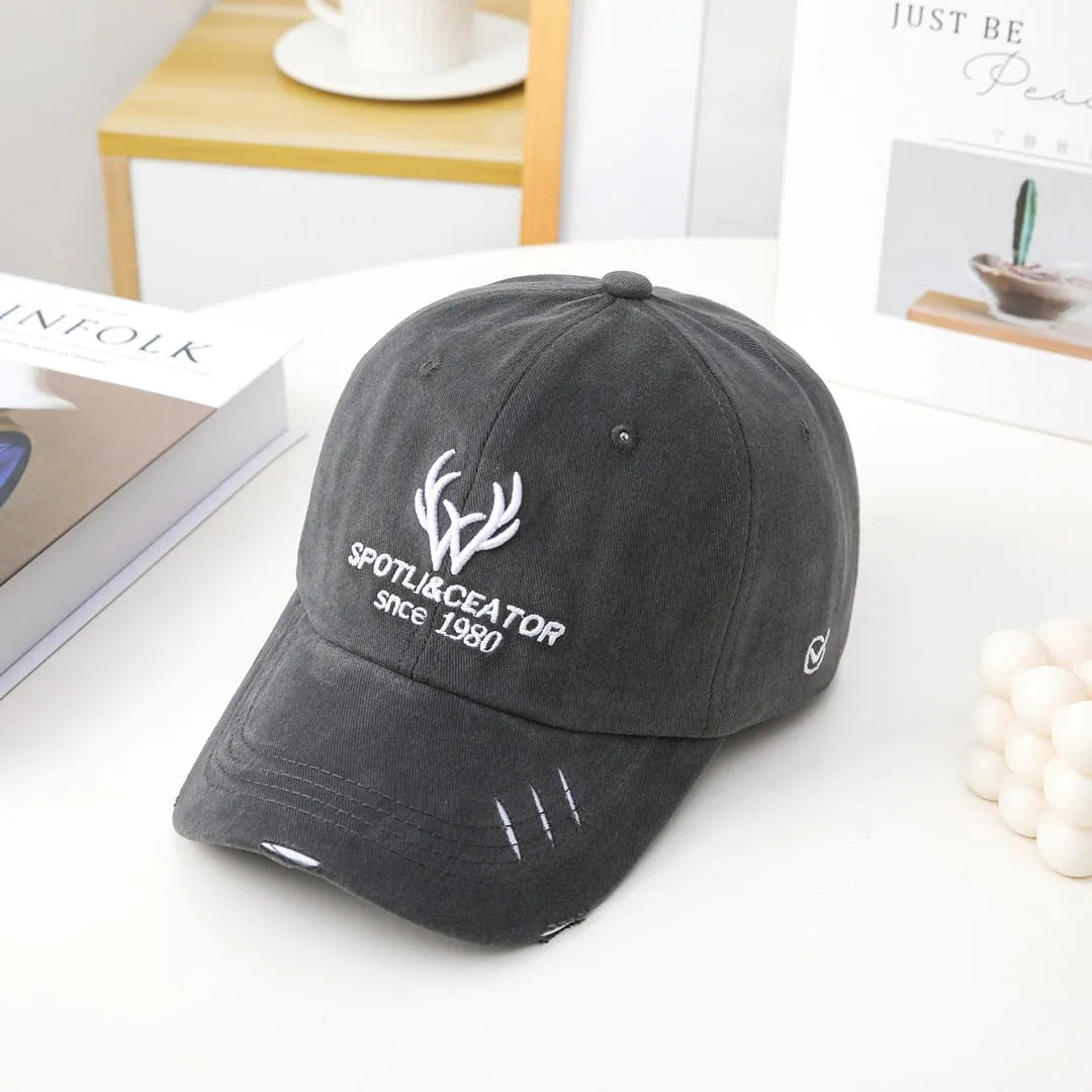 Fashion Women Cap Kpop Style Antlers Embroidery Bright Baseball Cap For Women High Quality Female Streetwear Sports Hat