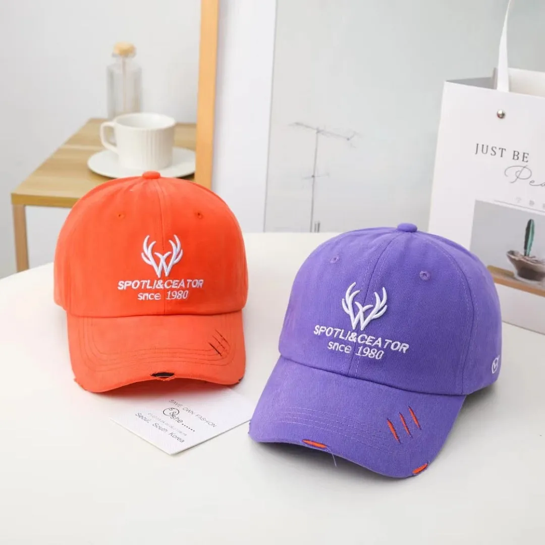 Fashion Women Cap Kpop Style Antlers Embroidery Bright Baseball Cap For Women High Quality Female Streetwear Sports Hat