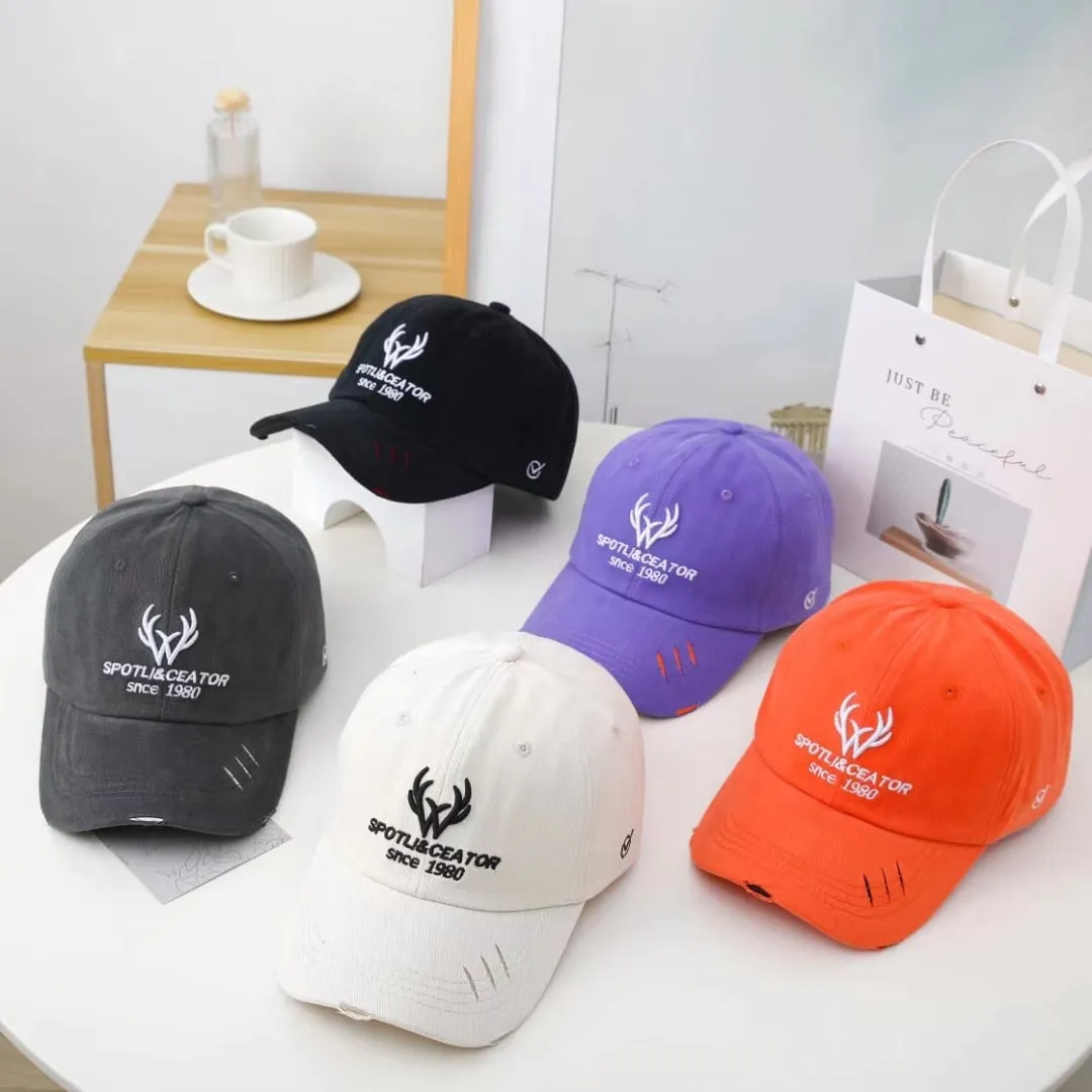 Fashion Women Cap Kpop Style Antlers Embroidery Bright Baseball Cap For Women High Quality Female Streetwear Sports Hat