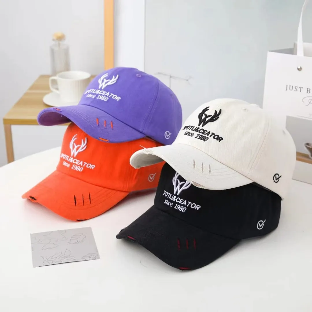 Fashion Women Cap Kpop Style Antlers Embroidery Bright Baseball Cap For Women High Quality Female Streetwear Sports Hat