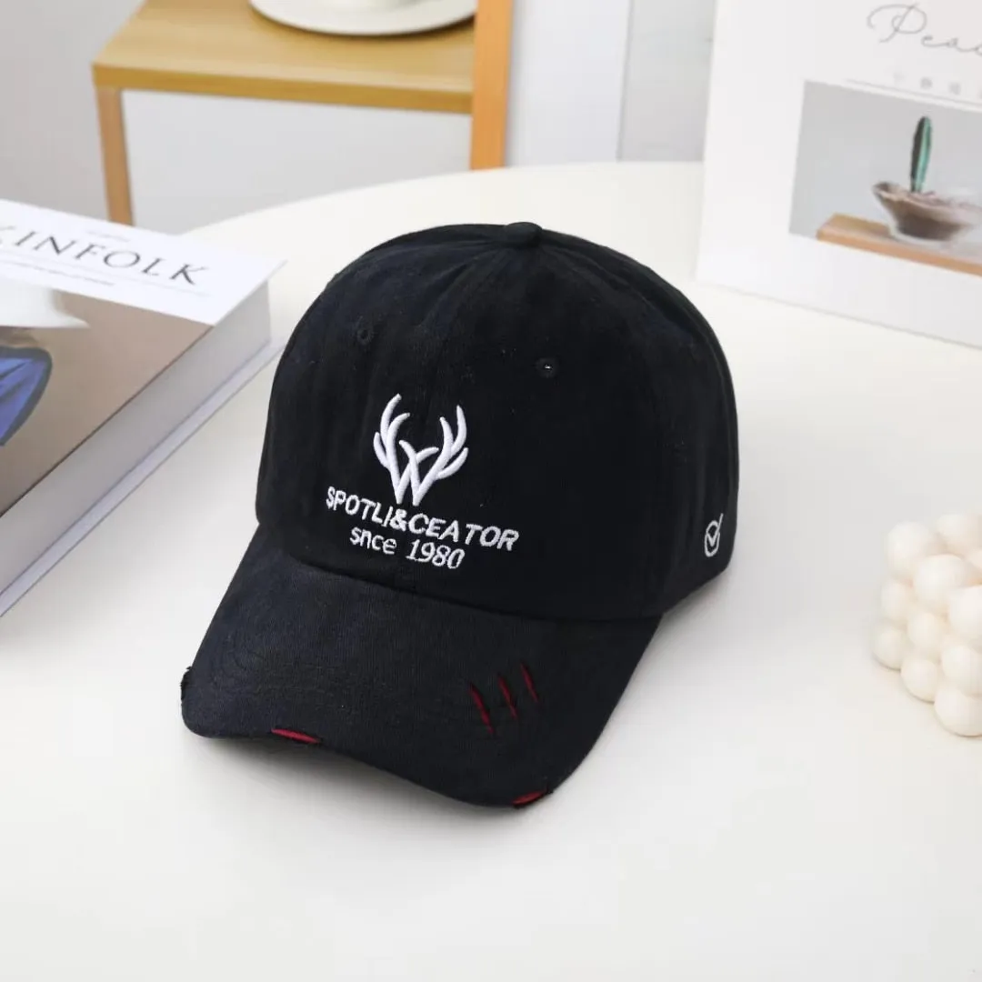 Fashion Women Cap Kpop Style Antlers Embroidery Bright Baseball Cap For Women High Quality Female Streetwear Sports Hat