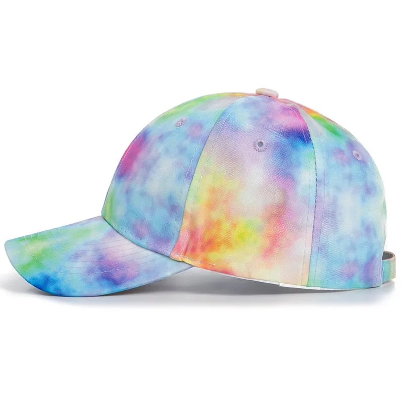 Fashion Women Tie Dye Cap Multicolor Irregular Print Baseball Cap Female Outdoor Streetwear Summer Caps Hats