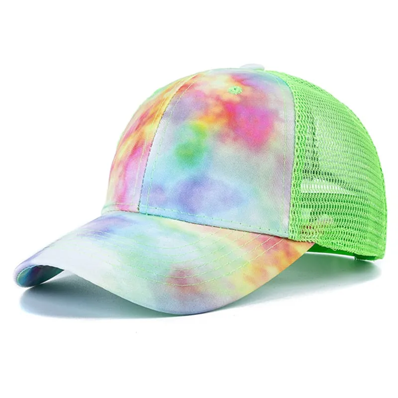 Fashion Women Tie Dye Cap Multicolor Irregular Print Baseball Cap Female Outdoor Streetwear Summer Caps Hats