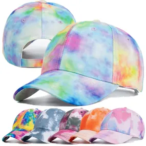 Fashion Women Tie Dye Cap Multicolor Irregular Print Baseball Cap Female Outdoor Streetwear Summer Caps Hats