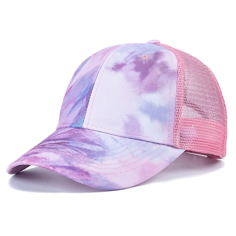 Fashion Women Tie Dye Cap Multicolor Irregular Print Baseball Cap Female Outdoor Streetwear Summer Caps Hats