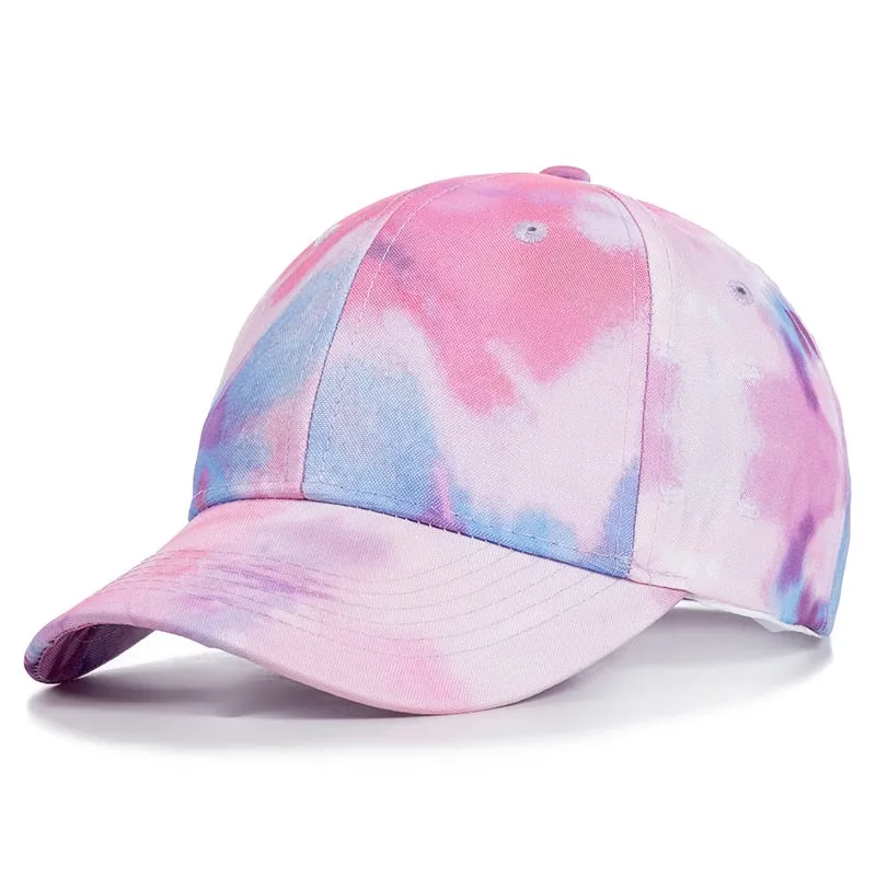 Fashion Women Tie Dye Cap Multicolor Irregular Print Baseball Cap Female Outdoor Streetwear Summer Caps Hats