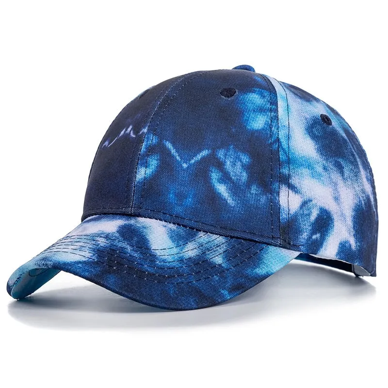 Fashion Women Tie Dye Cap Multicolor Irregular Print Baseball Cap Female Outdoor Streetwear Summer Caps Hats