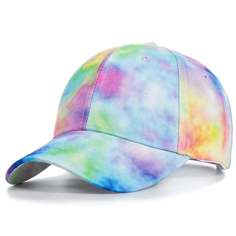 Fashion Women Tie Dye Cap Multicolor Irregular Print Baseball Cap Female Outdoor Streetwear Summer Caps Hats