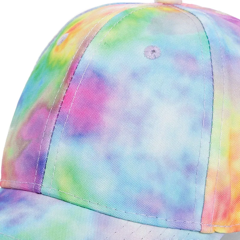 Fashion Women Tie Dye Cap Multicolor Irregular Print Baseball Cap Female Outdoor Streetwear Summer Caps Hats