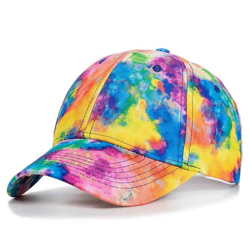 Fashion Women Tie Dye Cap Multicolor Irregular Print Baseball Cap Female Outdoor Streetwear Summer Caps Hats