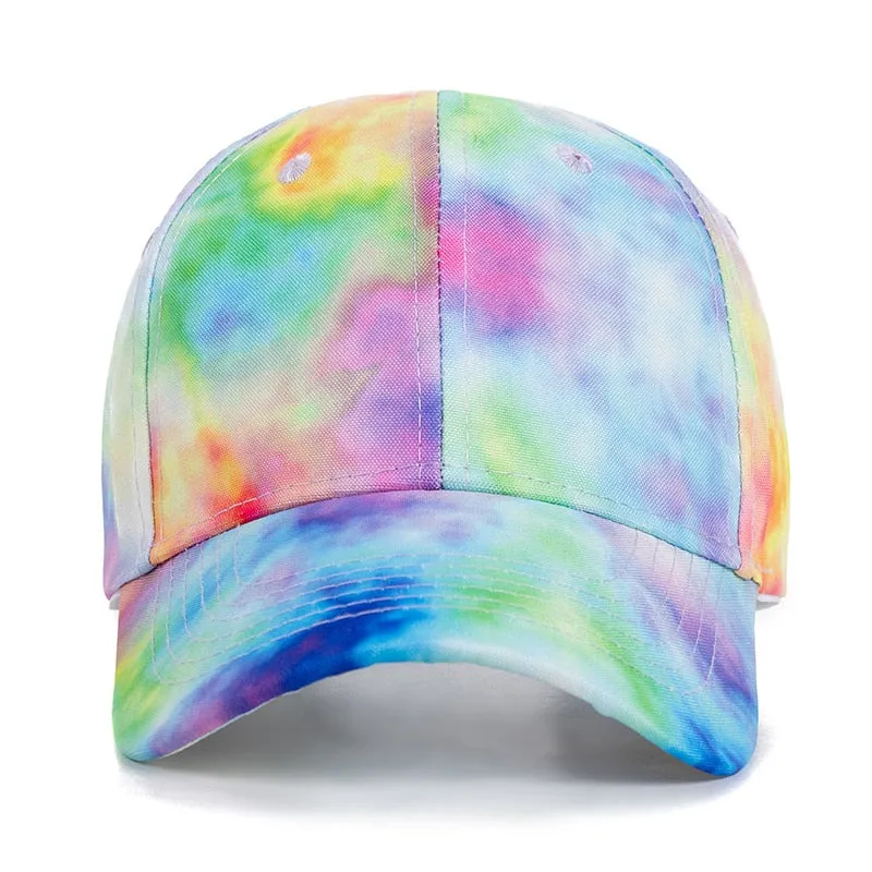 Fashion Women Tie Dye Cap Multicolor Irregular Print Baseball Cap Female Outdoor Streetwear Summer Caps Hats