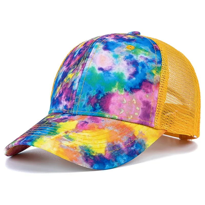 Fashion Women Tie Dye Cap Multicolor Irregular Print Baseball Cap Female Outdoor Streetwear Summer Caps Hats