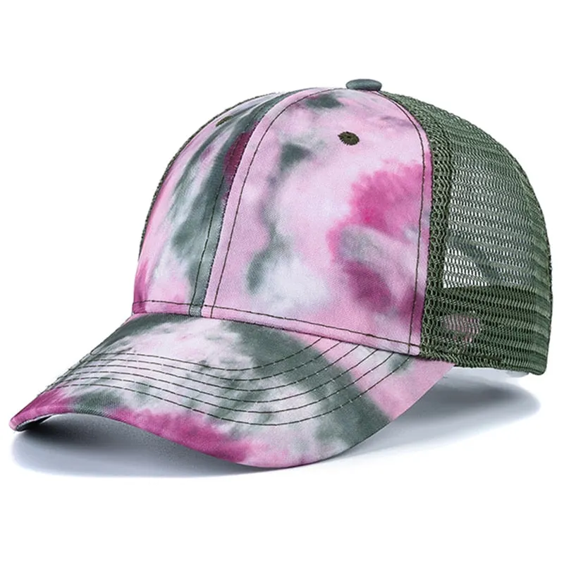 Fashion Women Tie Dye Cap Multicolor Irregular Print Baseball Cap Female Outdoor Streetwear Summer Caps Hats